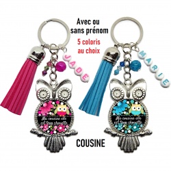 Porte clés "Ma cousine elle est trop chouette" à personnaliser
