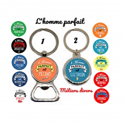 Porte clés "L'homme parfait" thème métiers divers 