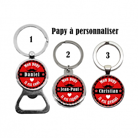 Porte clés, décapsuleur PAPY personnalisable
