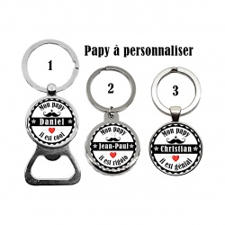 Porte clés, décapsuleur PAPY personnalisable