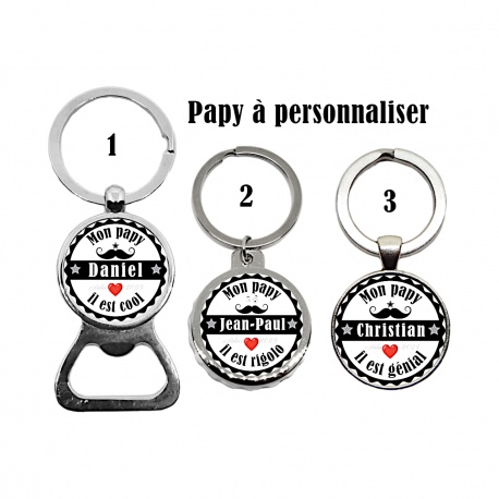 Porte clés, décapsuleur PAPY personnalisable