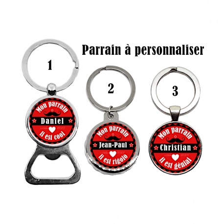 Porte clés, décapsuleur PARRAIN personnalisable