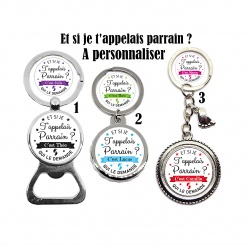 Porte clés décapsuleur futur parrain "Et si je t'appelais parrain c'est Théo qui le demande