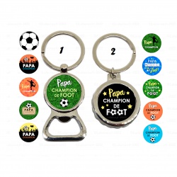 Porte clés décapsuleur Papa champion de foot