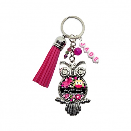 Porte clés "Ma petite soeur elle est trop chouette" à personnaliser