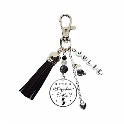 Porte clés ou bijou de sac "Et si je t'appelais tatie" personnalisable avec le prénom de votre choix