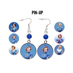 Boucles d'oreilles pin up bleu, rétro, vintage
