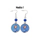 Boucles d'oreilles pin up bleu, rétro, vintage