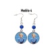 Boucles d'oreilles pin up bleu, rétro, vintage