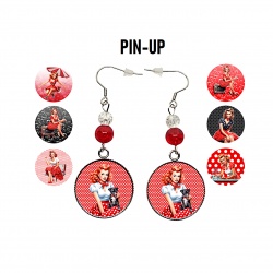 Boucles d'oreilles pin-up rouge, rétro, vintage