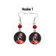 Boucles d'oreilles pin-up rouge, rétro, vintage