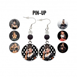 Boucles d'oreilles pin-up noire, rétro, vintage