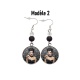 Boucles d'oreilles pin-up noire, rétro, vintage