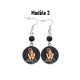 Boucles d'oreilles pin-up noire, rétro, vintage