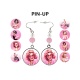 Boucles d'oreilles pin-up rose, rétro, vintage