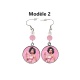 Boucles d'oreilles pin-up rose, rétro, vintage