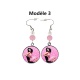 Boucles d'oreilles pin-up rose, rétro, vintage