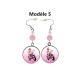 Boucles d'oreilles pin-up rose, rétro, vintage