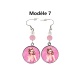 Boucles d'oreilles pin-up rose, rétro, vintage