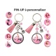 Porte clés ou Bijou de sac PIN-UP ton rose à personnaliser
