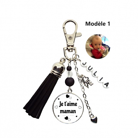 Porte clés recto-verso Je t'aime maman ou Je t'aime maman de tout mon coeur