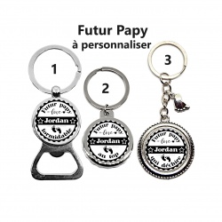 Porte clés, décapsuleur futur papy personnalisable