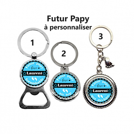 Porte clés, décapsuleur futur papy personnalisable