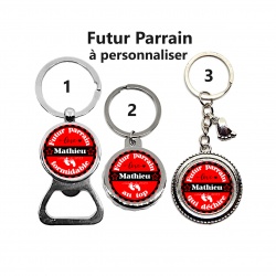 Porte clés, décapsuleur futur parrain personnalisable