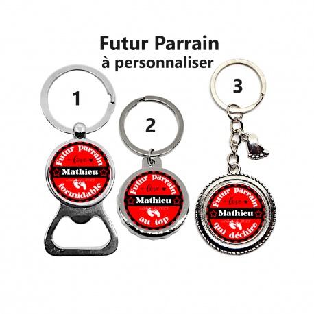 Porte clés, décapsuleur futur parrain personnalisable