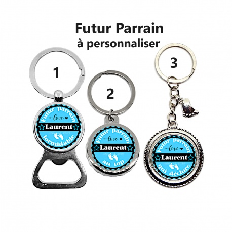 Porte clés, décapsuleur futur parrain personnalisable
