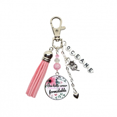 Porte clés ou bijou de sac "Une belle-soeur formidable" personnalisable