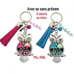 Porte clés ma fille elle est trop chouette personnalisable ou non