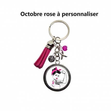 Porte clés octobre rose à personnaliser