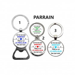 Porte clés ou décapsuleur "Je ne suis pas parfait mais je suis le meilleur des parrains"