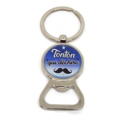 Porte clés décapsuleur tonton, cadeau tonton, "Tonton qui déchire"