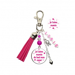 Porte clés "Je t'aime mamie" ou Je t'aime mamie de tout mon coeur personnalisable