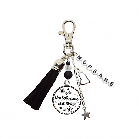 Porte clés ou bijou de sac "Une belle-soeur au top" personnalisable