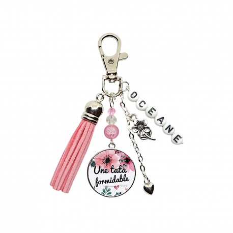 Votre prénom, Porte clés "Une tata formidable" personnalisable