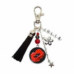 Porte-clés ou bijou de sac coquelicot personnalisable