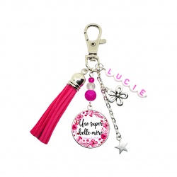 Porte clés ou bijou de sac "Une super belle-mère" personnalisable