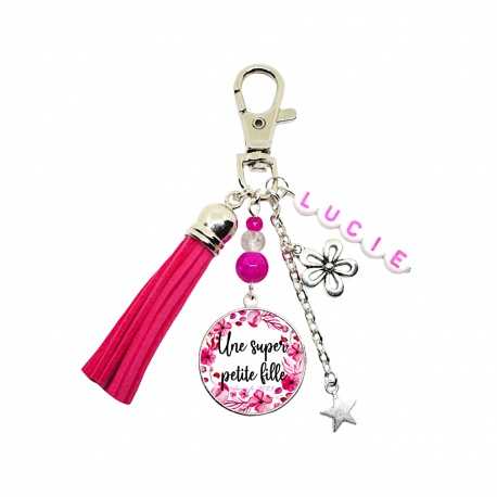 Porte clés ou bijou de sac "Une super petite fille" personnalisable