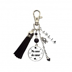 Porte clés ou bijou de sac "Ma soeur de coeur" personnalisable
