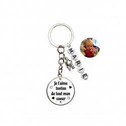 Porte clés Je t'aime tonton de tout mon coeur à personnaliser recto verso