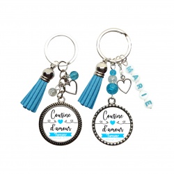 Porte clés "Cousine d'amour forever" personnalisable
