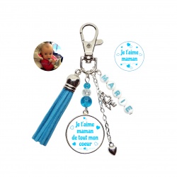 Porte clés recto verso "Je t'aime maman" ou "Je t'aime maman de tout mon coeur"