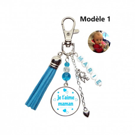 Porte clés recto verso "Je t'aime maman" ou "Je t'aime maman de tout mon coeur"