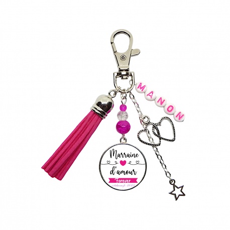 Porte clés "Marraine d'amour forever" personnalisable