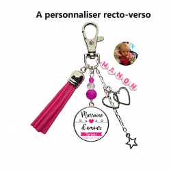 Porte clés "Marraine d'amour forever" personnalisable recto verso