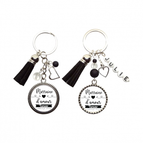 Porte clés "Marraine d'amour forever" personnalisable