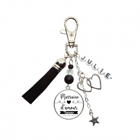 Porte clés "Marraine d'amour forever" personnalisable